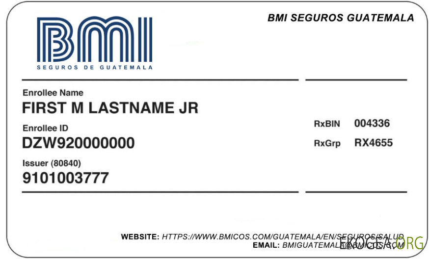 Carte d'assurance maladie du Guatemala